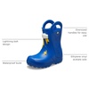 Crocs Kids’ Handle It Rain Boots | Waterproof Slip On Shoes | Kids’ Rain Boots(Blue Bolt)