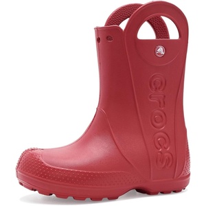 Crocs Kids’ Handle It Rain Boots | Waterproof Slip On Shoes | Kids’ Rain Boots(Court Red)