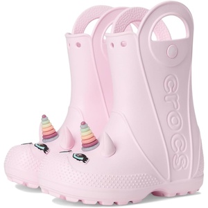 Crocs Kids’ Handle It Rain Boots | Waterproof Slip On Shoes | Kids’ Rain Boots(Pink Milk)