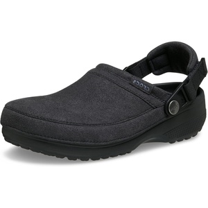Crocs Unisex-Adult Classic Crafted Canvas & Suede Clogs(Black Suede)