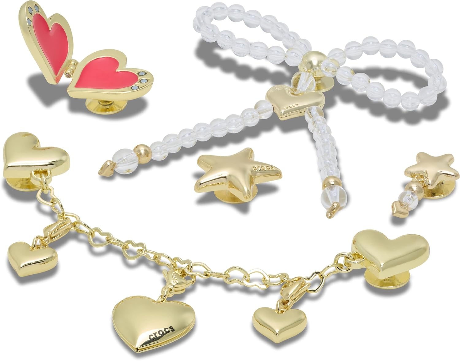 image:imageCrocs Jibbitz Bling amp Jewelry Shoe Charm PacksGold Heart Stars