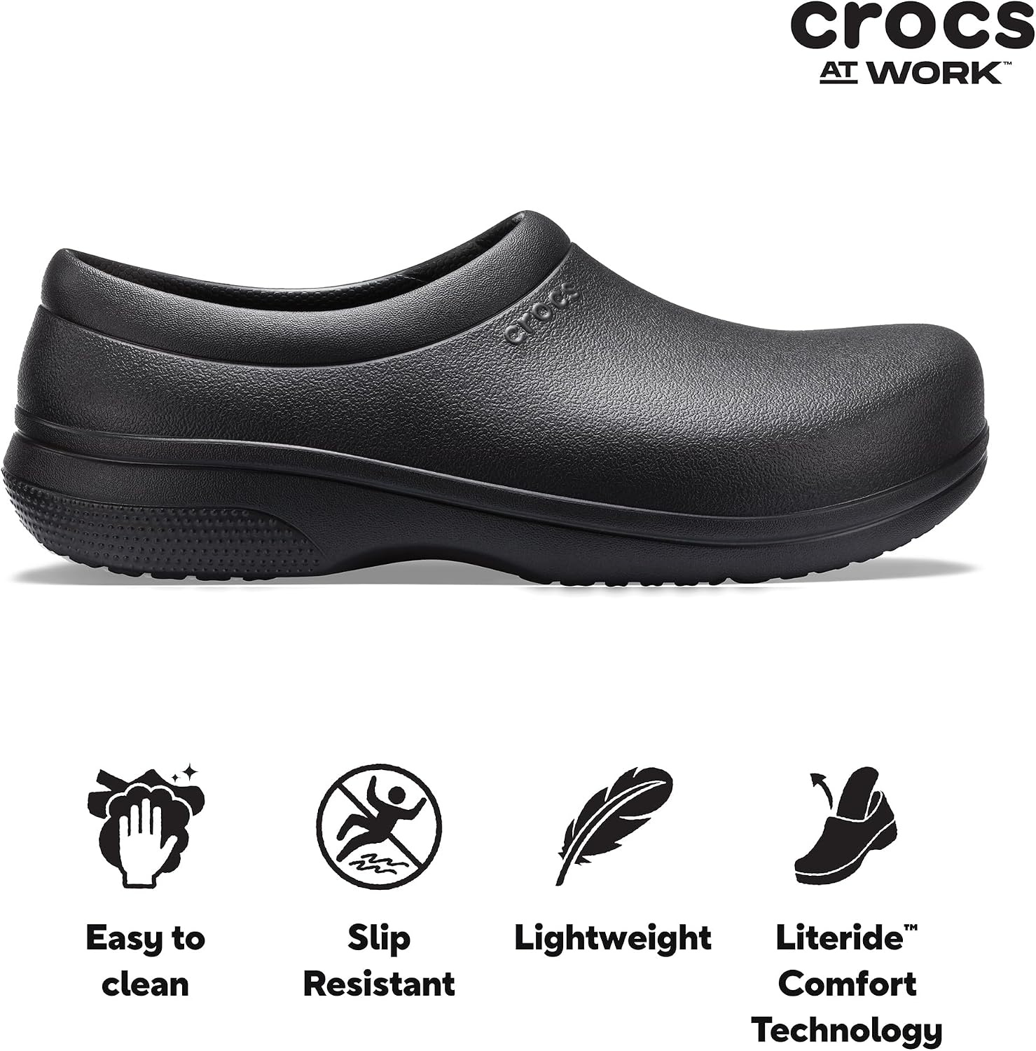 image:imageCrocs Unisex Adult Work On The Clock Literide SlipOn ClogsBlack