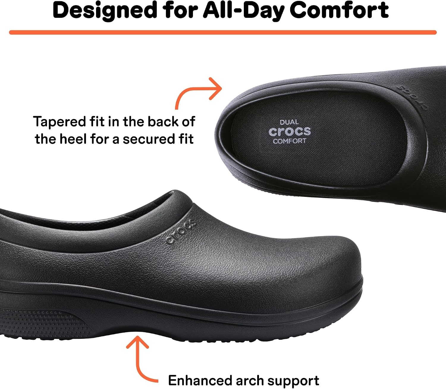 image:imageCrocs Unisex On The Clock Clog Slip Resistant Shoes for Women and MenBlack