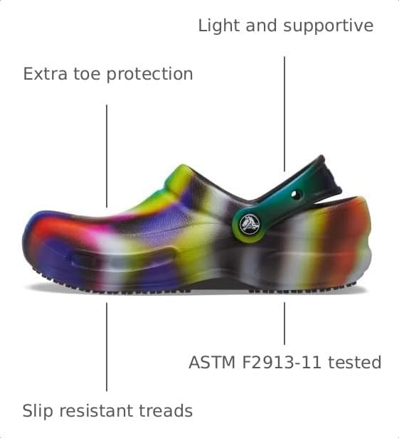 image:imageCrocs UnisexAdult Bistro Graphic Clogs Slip Resistant Work ShoesNeon MultiBlack Solarized Tiedye