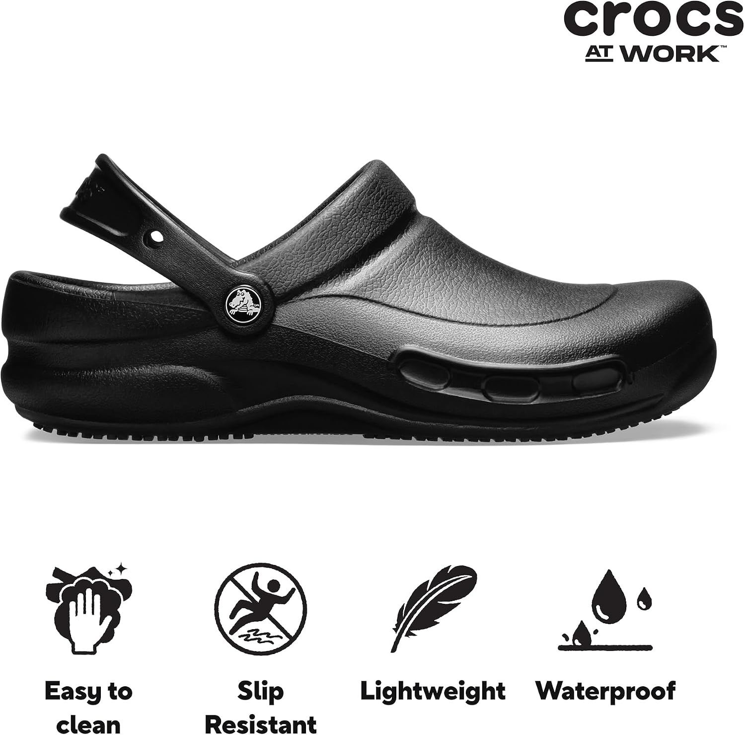 image:imageCrocs UnisexAdult Bistro Work Clogs Enclosed Toe Slip Resistant ShoesBlack