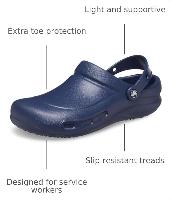 image:imageCrocs UnisexAdult Bistro Work Clogs Enclosed Toe Slip Resistant ShoesNavy