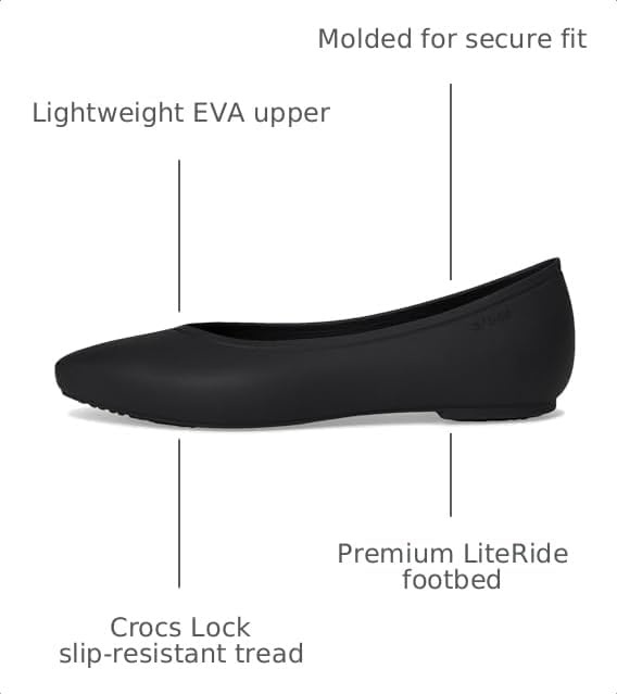 image:imageCrocs Womens On The Clock Work FlatsBlack