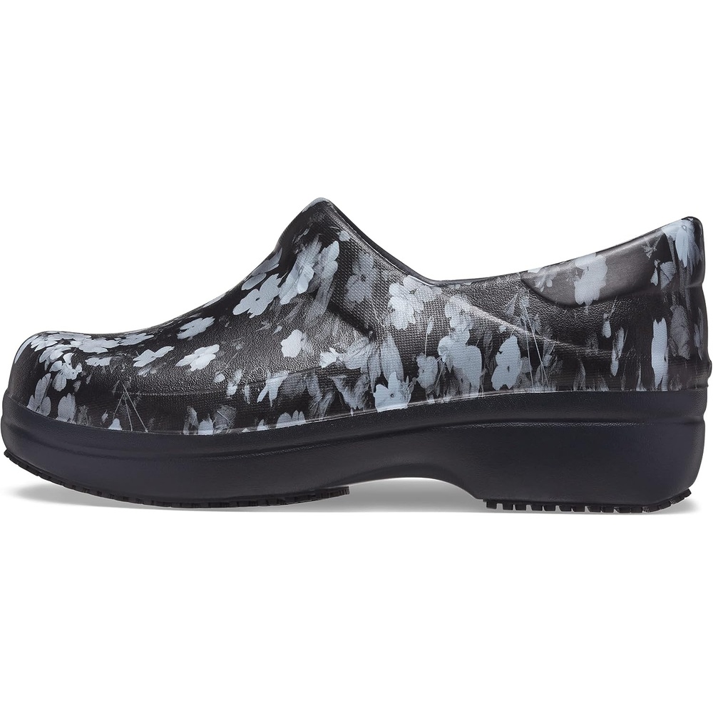image:imageCrocs Womens Neria Pro II Work Clogs Enclosed Toe Slip Resistant ShoesWhiteBlack Floral