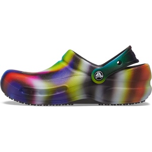 Crocs Unisex-Adult Bistro Graphic Clogs, Slip Resistant Work Shoes(Neon Multi/Black Solarized Tie-dye)