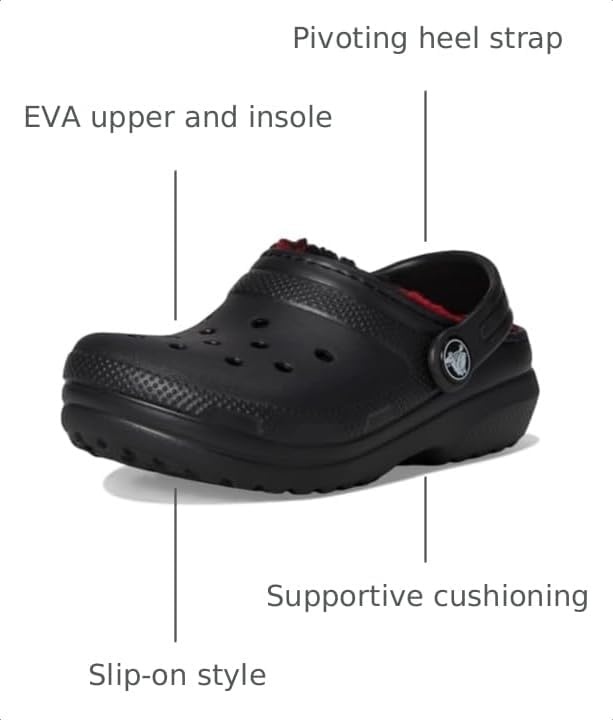 image:imageCrocs Kids Classic Lined Kids ClogBuffalo PlaidBlackVarsity Red 1