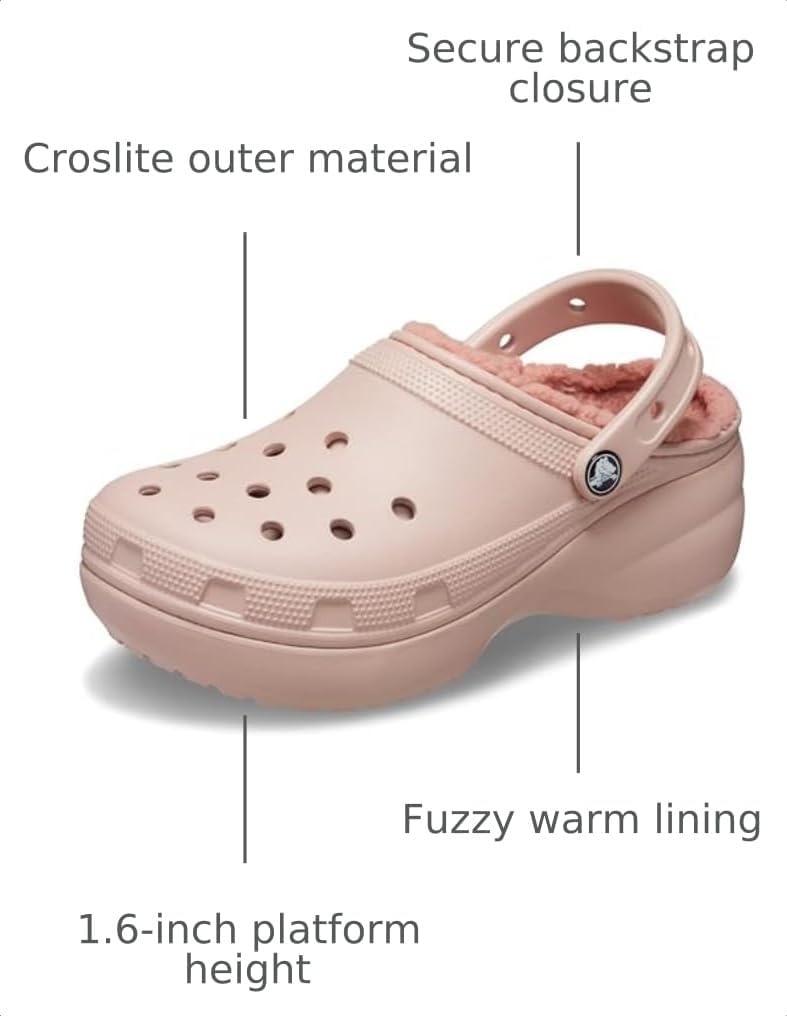 image:imageCrocs Womens Classic Lined Platform ClogsPink Clay