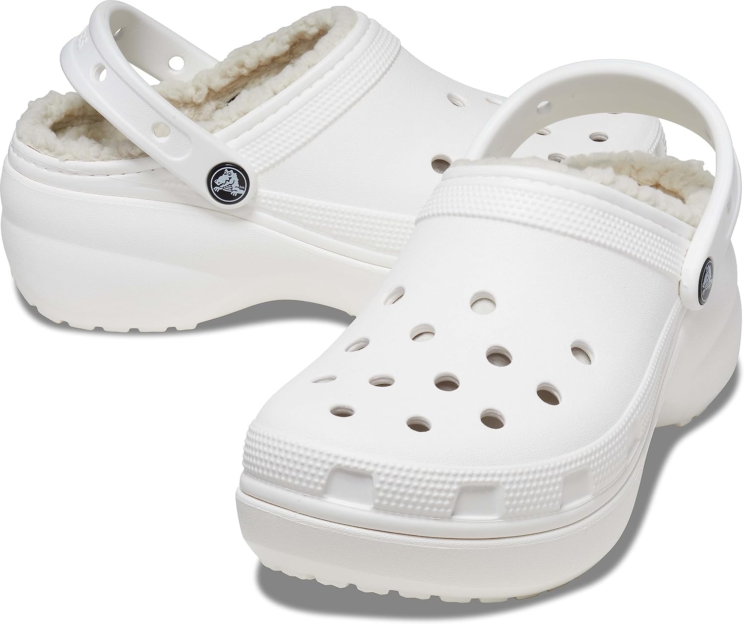 image:imageCrocs Womens Classic Lined Platform ClogsWhite