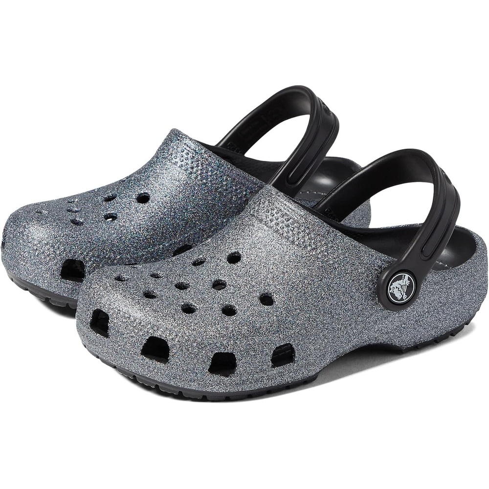image:imageCrocs Kids Classic ClogsBlackSilver Glitter