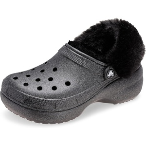 Crocs Women’s Classic Lined Platform Clogs(Black Glitter)