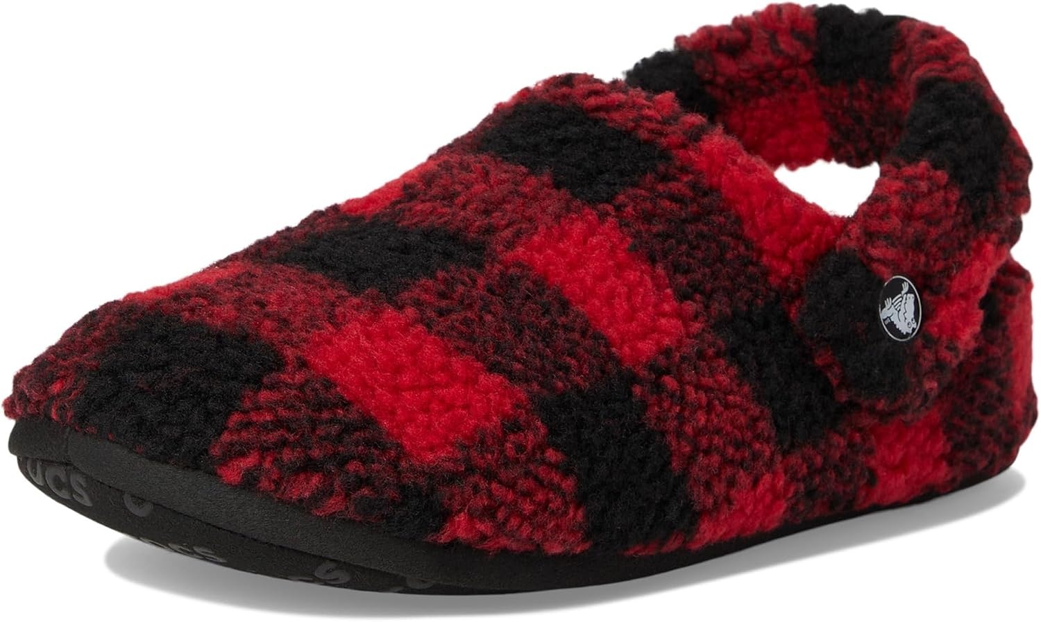 image:imageCrocs Kids Classic Cozzzy SlippersBuffalo PlaidBlackVarsity Red