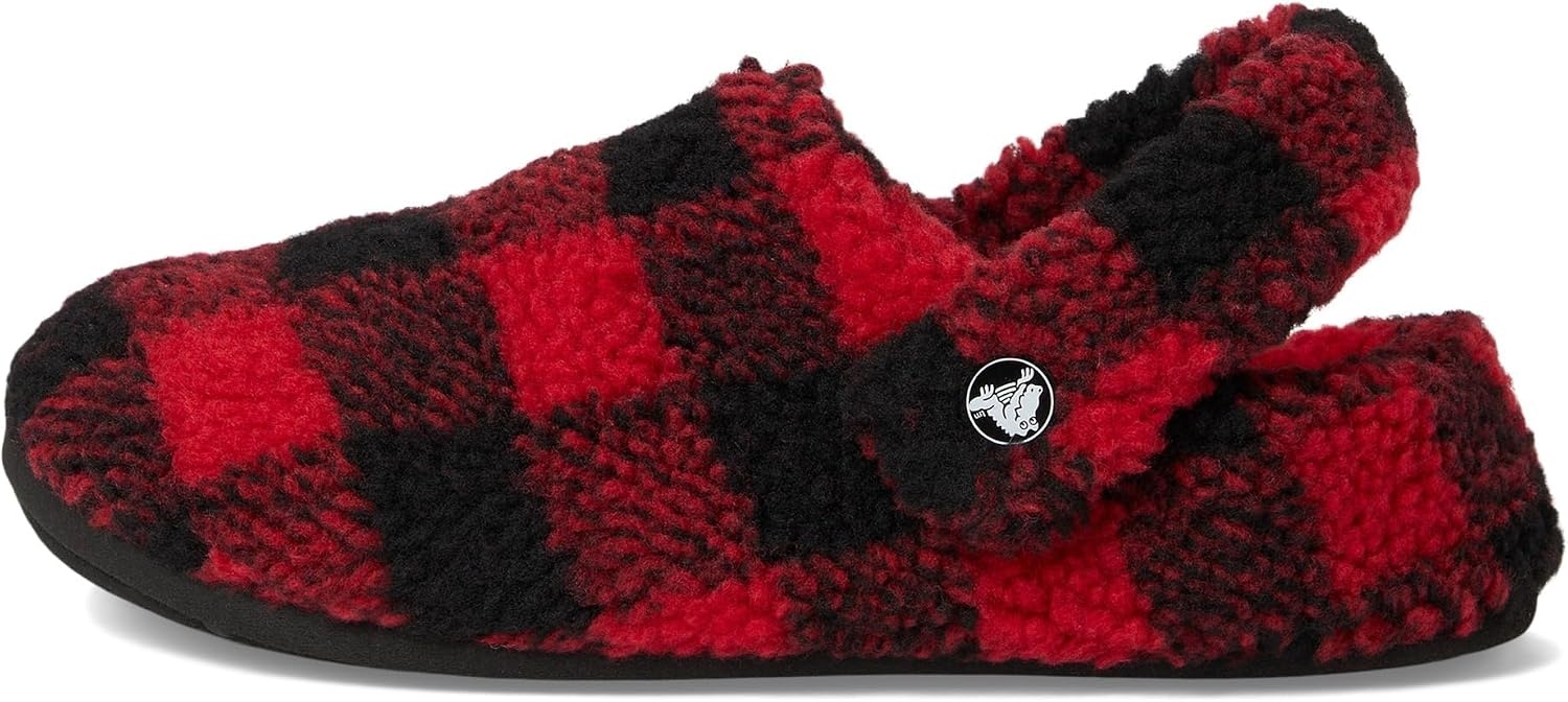 image:imageCrocs Kids Classic Cozzzy SlippersBuffalo PlaidBlackVarsity Red