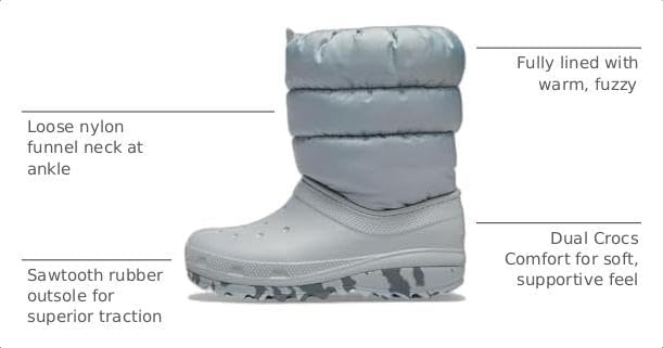 image:imageCrocs Kids Classic Lined Neo Puff Boot Snow BootsLight Grey