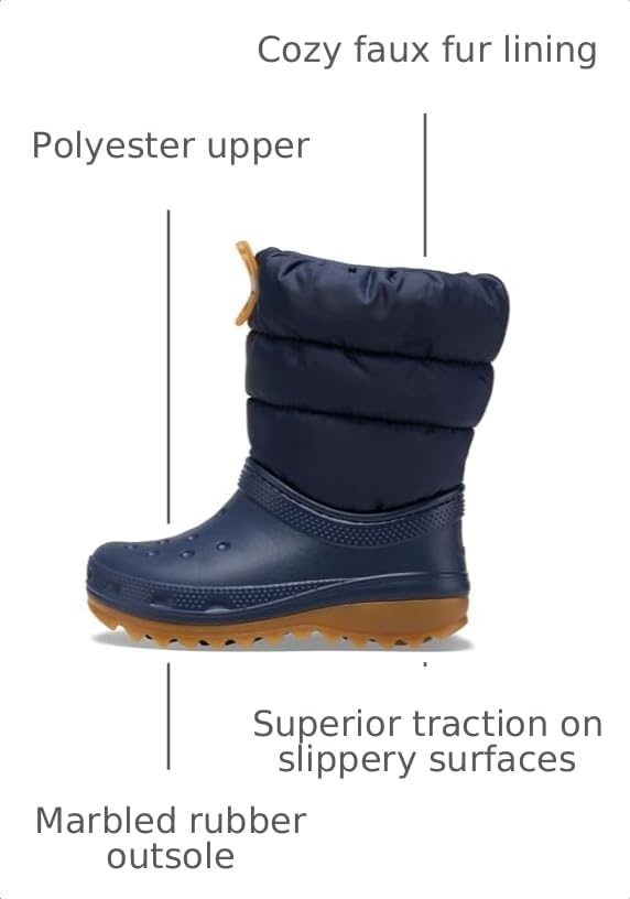 image:imageCrocs Kids Classic Lined Neo Puff Boot Snow BootsNavyGum
