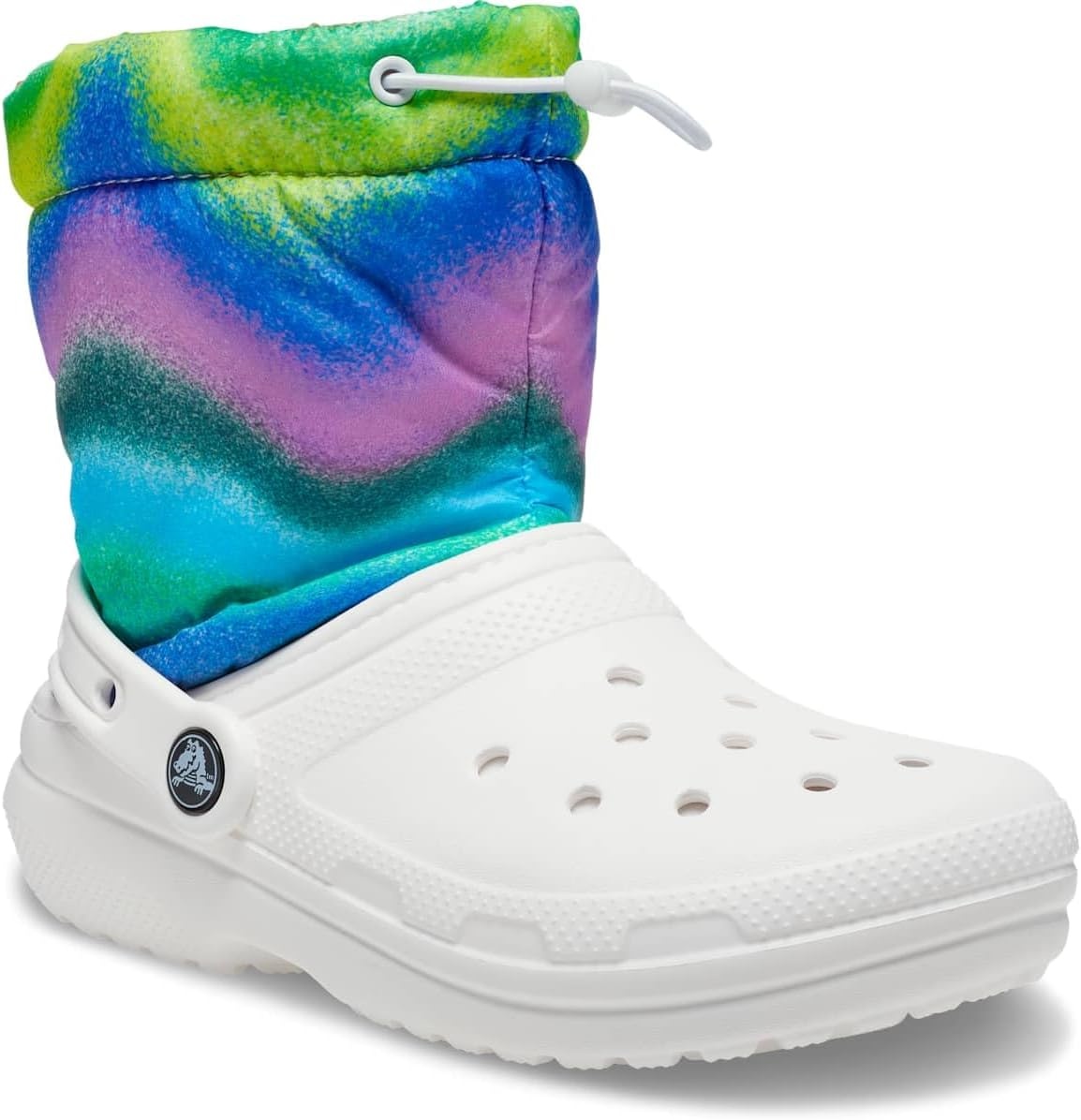 image:imageCrocs Kids Classic Lined Neo Puff Boot Snow BootsWhiteMulti Spray Dye