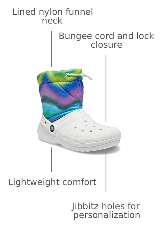 image:imageCrocs Kids Classic Lined Neo Puff Boot Snow BootsWhiteMulti Spray Dye