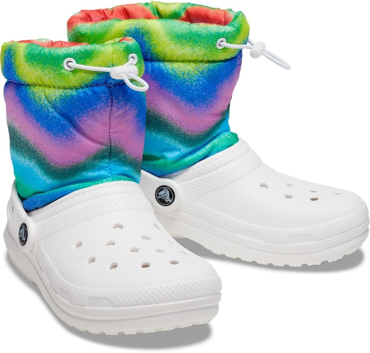 image:imageCrocs Kids Classic Lined Neo Puff Boot Snow BootsWhiteMulti Spray Dye