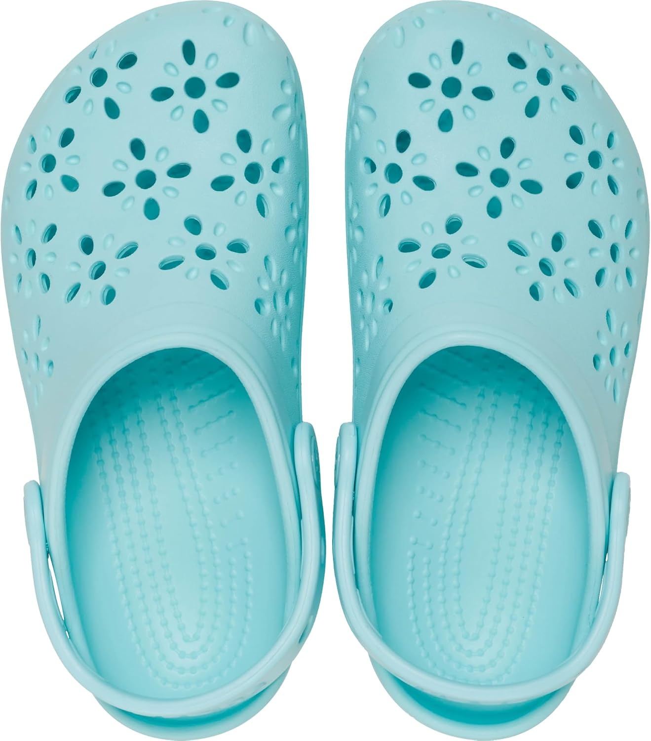 image:imageCrocs UnisexChild Classic Clogs with Floral Cut Out Design Kids and Toddler ShoesAquamarine