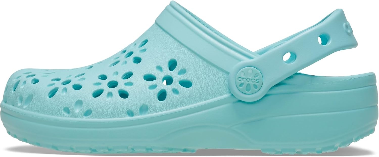 image:imageCrocs UnisexChild Classic Clogs with Floral Cut Out Design Kids and Toddler ShoesAquamarine