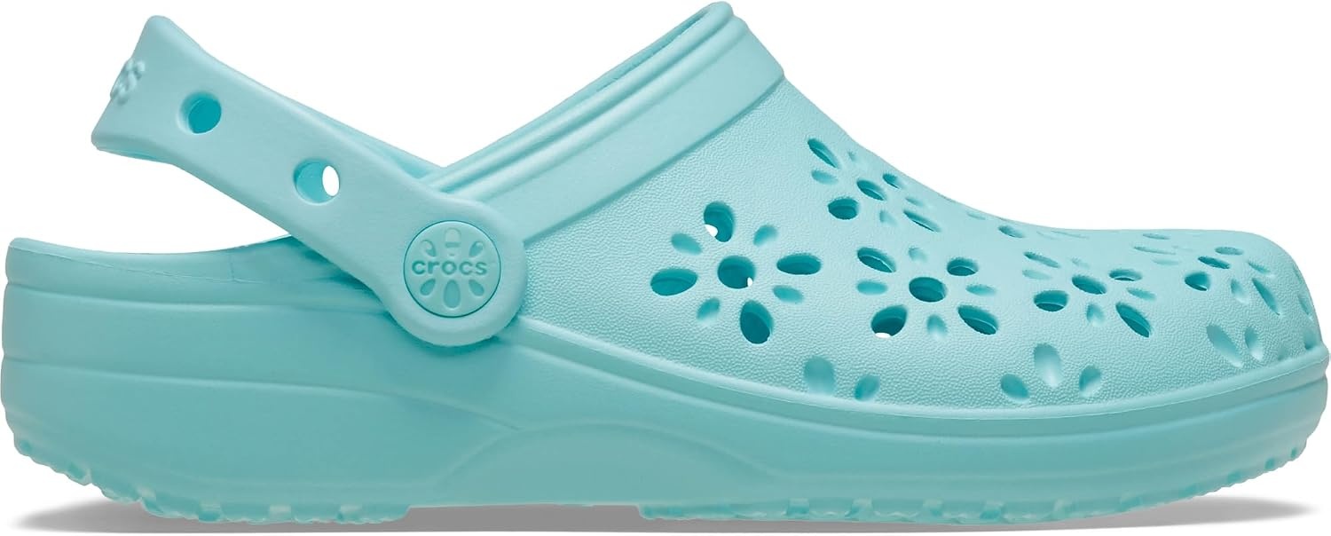 image:imageCrocs UnisexChild Classic Clogs with Floral Cut Out Design Kids and Toddler ShoesAquamarine