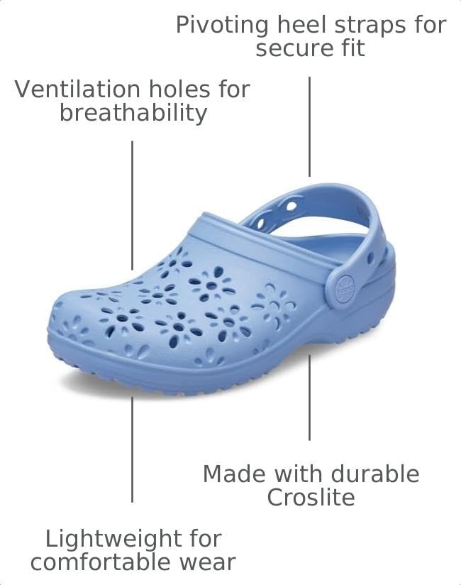 image:imageCrocs UnisexChild Classic Clogs with Floral Cut Out Design Kids and Toddler ShoesBlue Haze