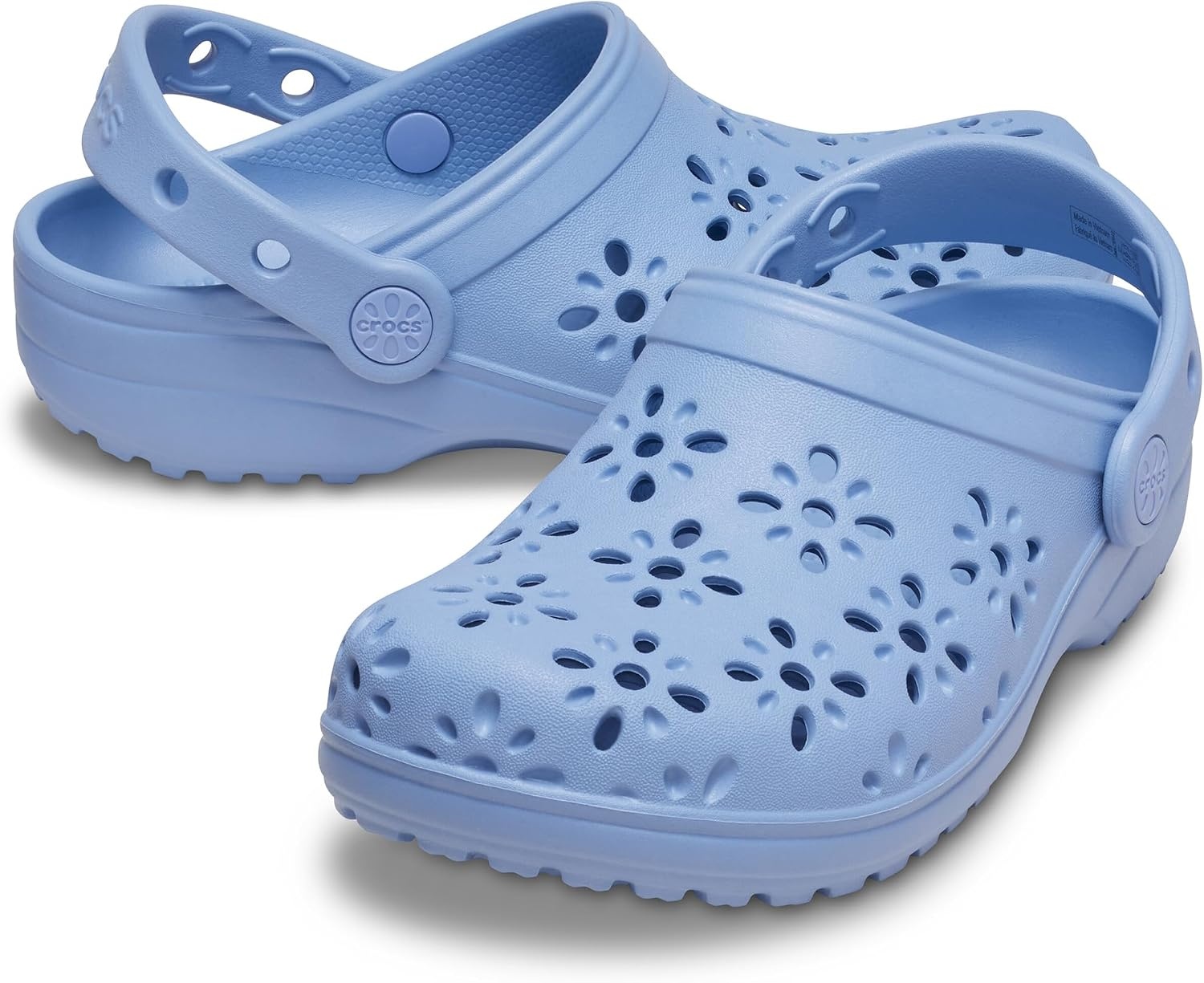 image:imageCrocs UnisexChild Classic Clogs with Floral Cut Out Design Kids and Toddler ShoesBlue Haze