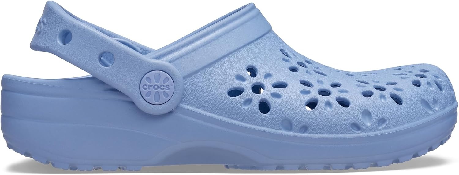 image:imageCrocs UnisexChild Classic Clogs with Floral Cut Out Design Kids and Toddler ShoesBlue Haze