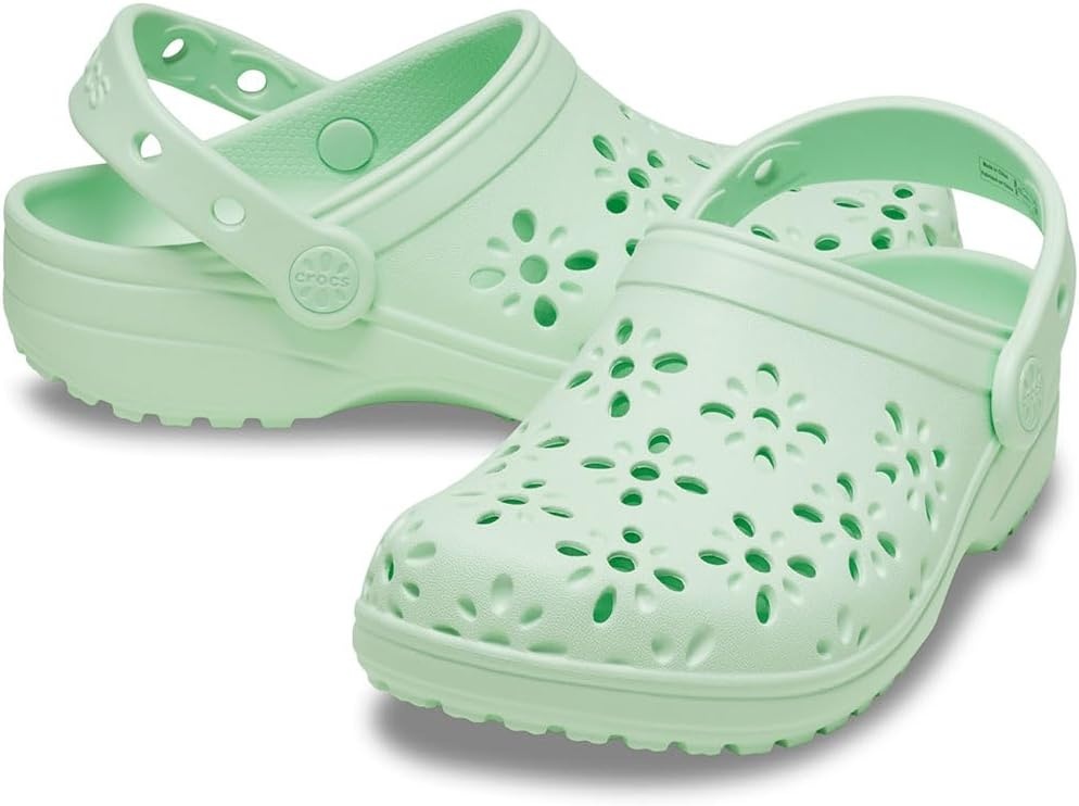 image:imageCrocs UnisexChild Classic Clogs with Floral Cut Out Design Kids and Toddler ShoesJade Tint