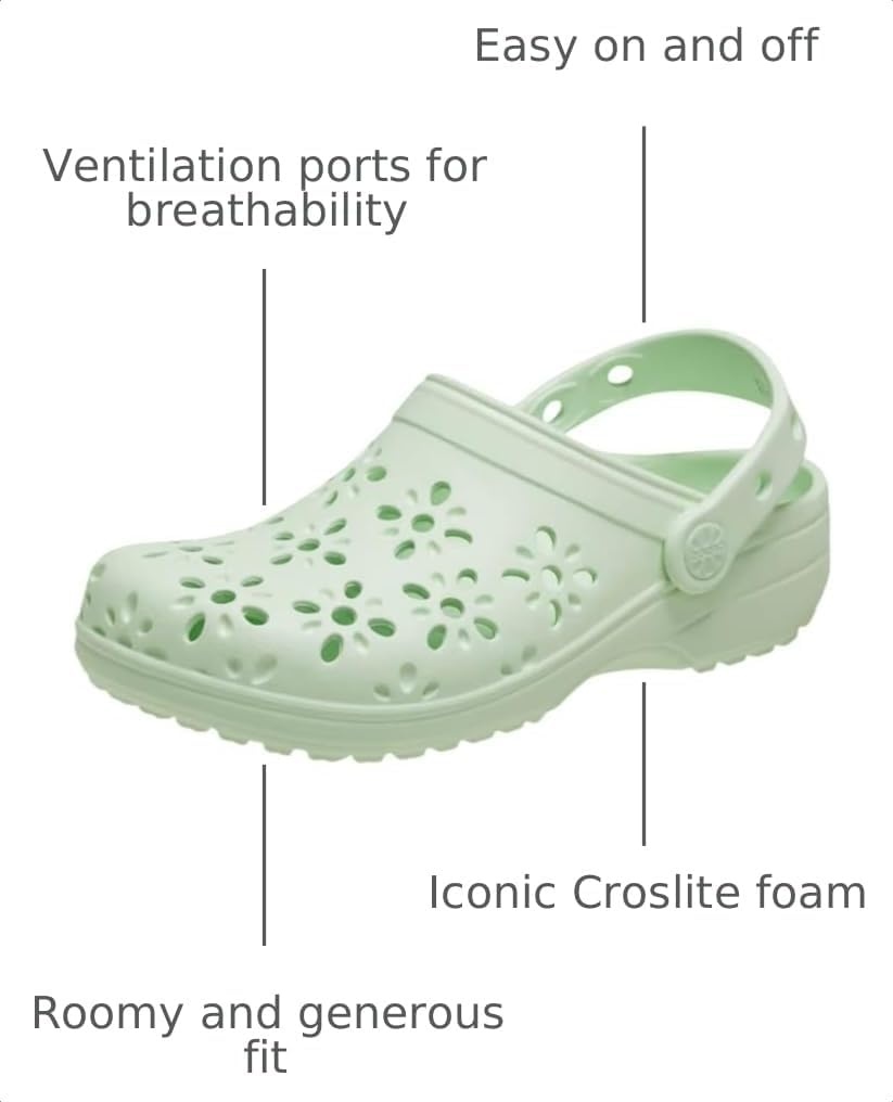 image:imageCrocs UnisexChild Classic Clogs with Floral Cut Out Design Kids and Toddler ShoesJade Tint