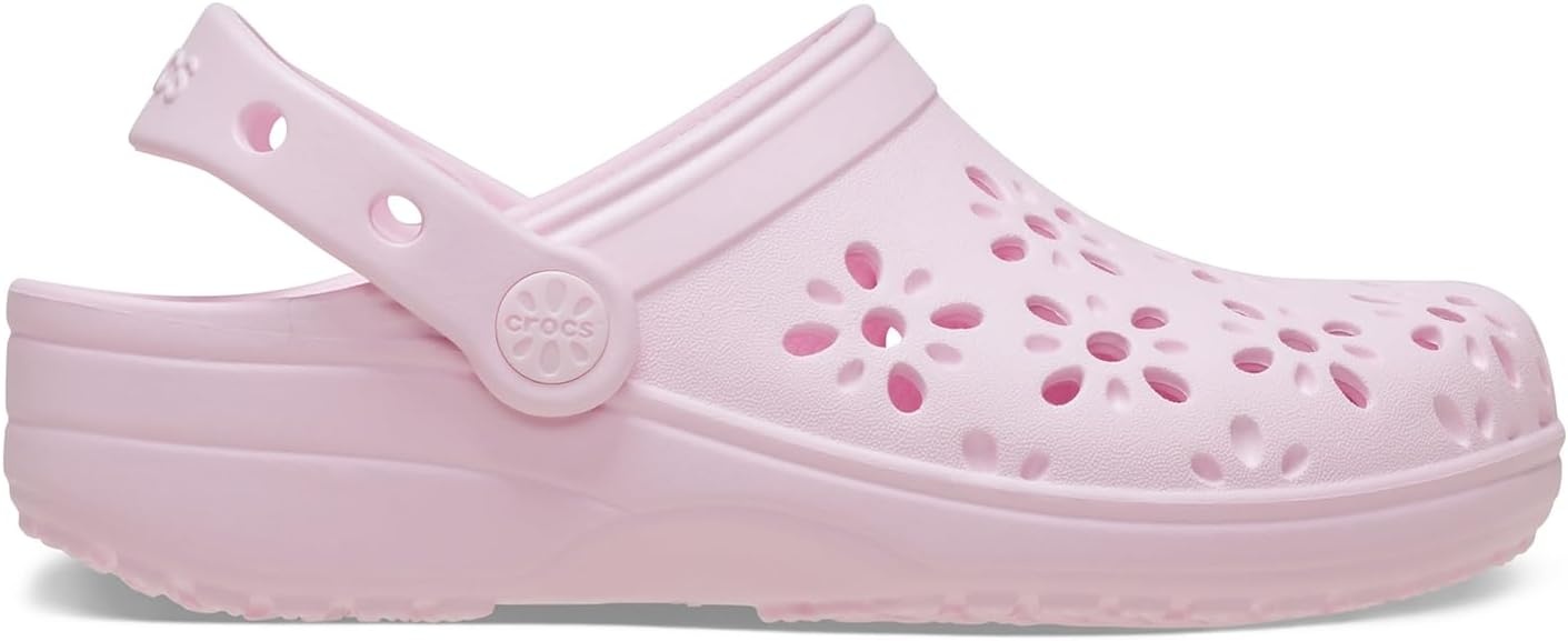 image:imageCrocs UnisexChild Classic Clogs with Floral Cut Out Design Kids and Toddler ShoesPink Milk