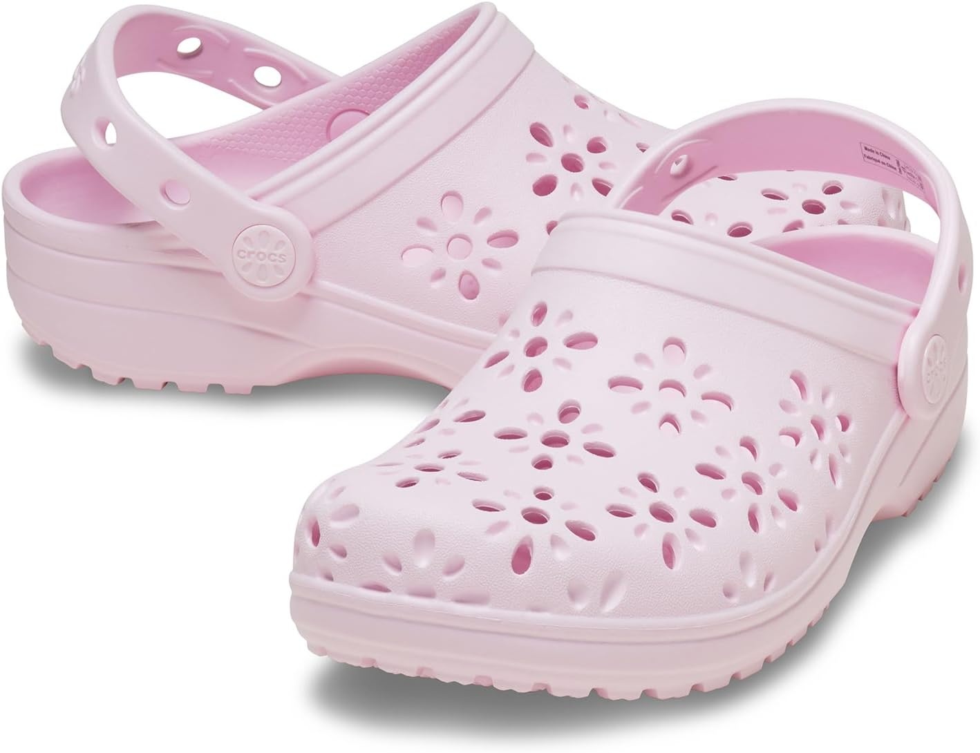 image:imageCrocs UnisexChild Classic Clogs with Floral Cut Out Design Kids and Toddler ShoesPink Milk