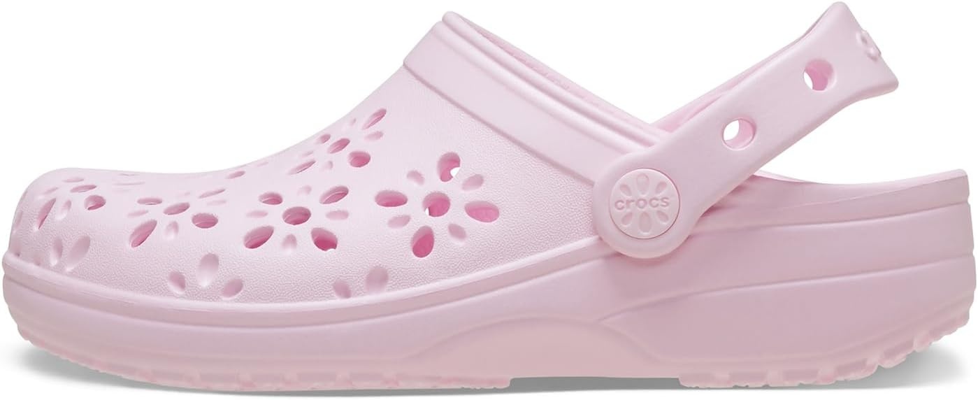 image:imageCrocs UnisexChild Classic Clogs with Floral Cut Out Design Kids and Toddler ShoesPink Milk