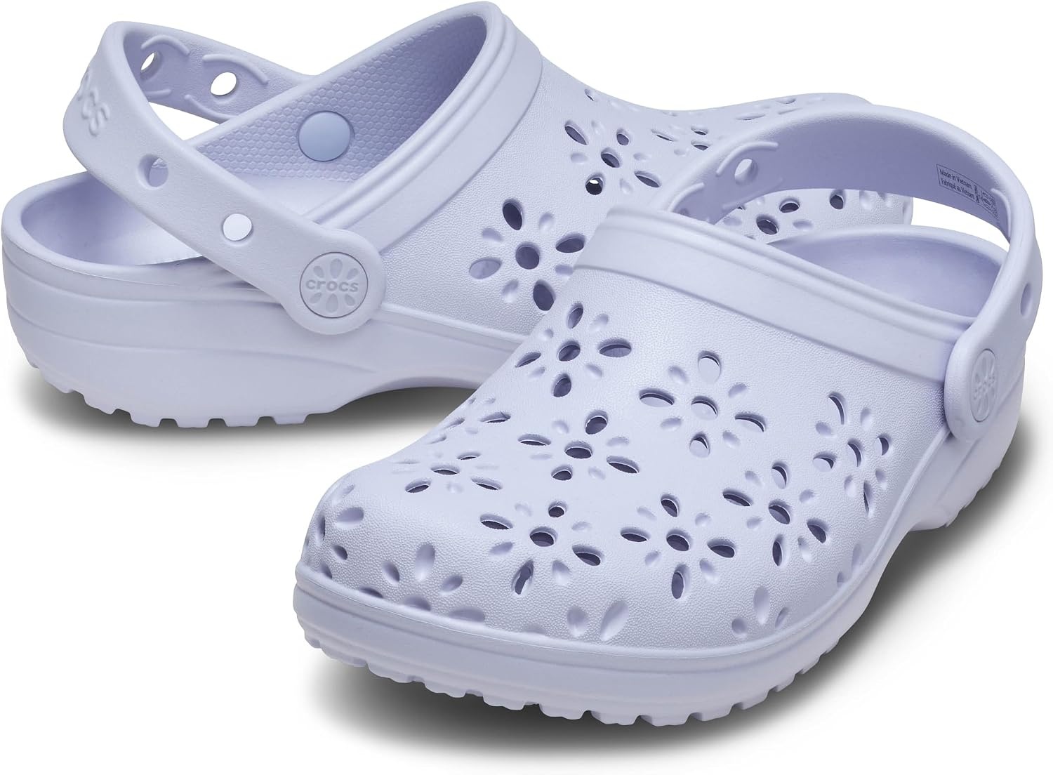 image:imageCrocs UnisexChild Classic Clogs with Floral Cut Out Design Kids and Toddler ShoesPurple Moon