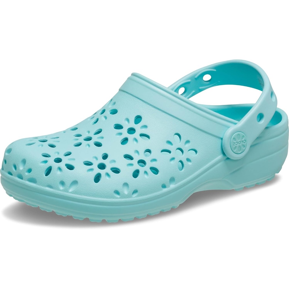 image:imageCrocs UnisexChild Classic Clogs with Floral Cut Out Design Kids and Toddler ShoesAquamarine