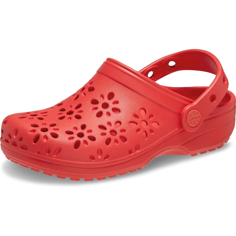 image:imageCrocs UnisexChild Classic Clogs with Floral Cut Out Design Kids and Toddler ShoesCherry Red
