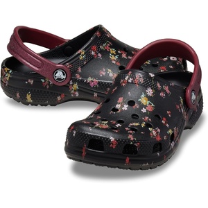 Crocs Unisex-Child Classic Graphic Clog(Black/Multi Ditsy Floral)