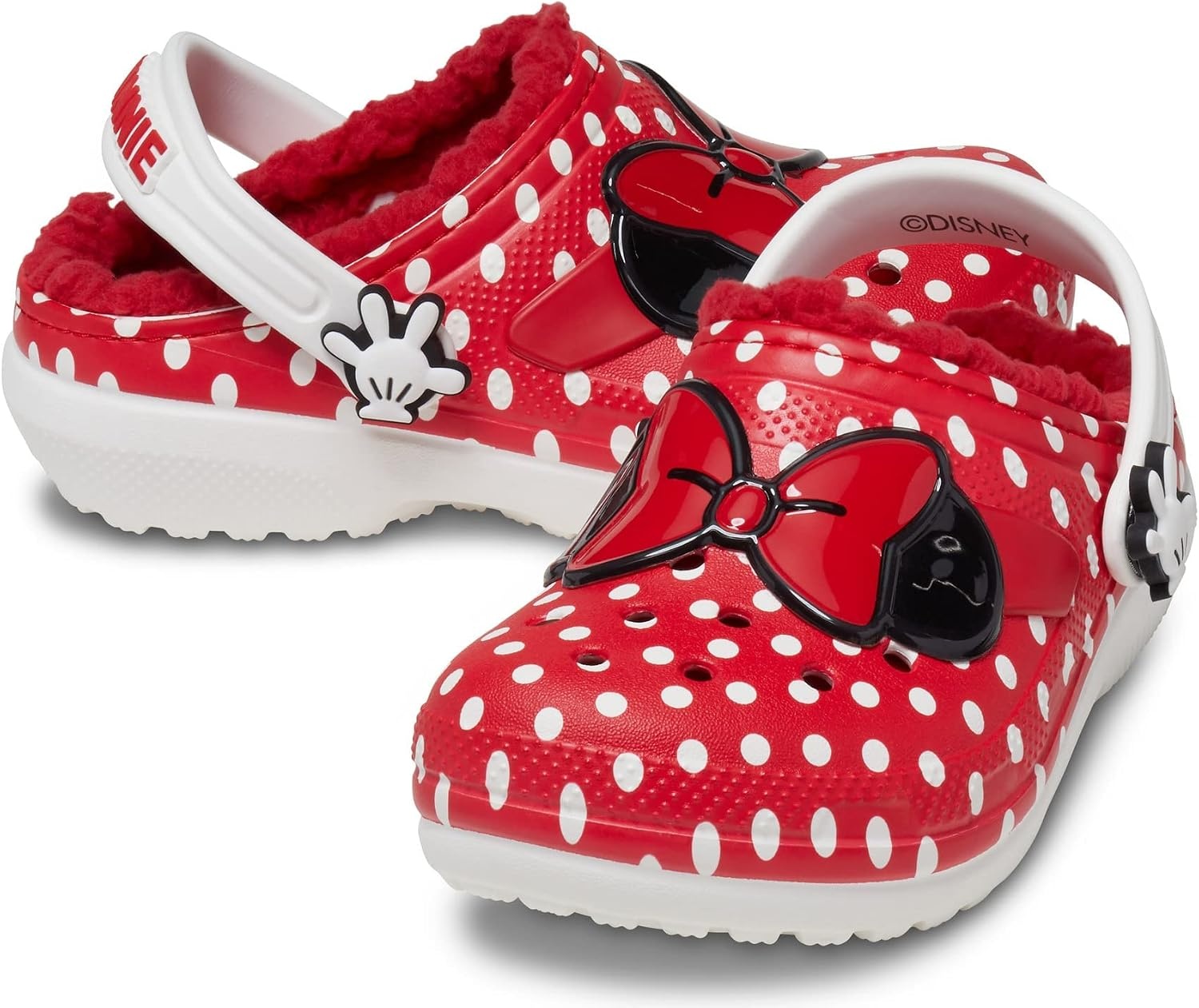 image:imageCrocs Kids Classic Lined Disney Clogs Mickey and Minnie Mouse Shoes and SlippersWhiteMulti Minnie Mouse