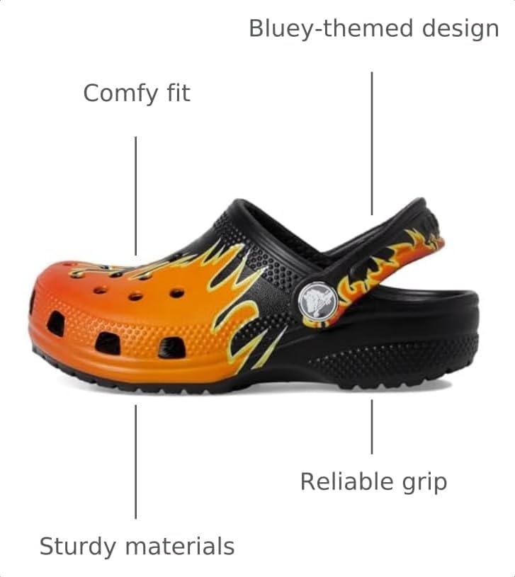 image:imageCrocs Kids Classic Seasonal Graphic ClogsBlackMulti Flames