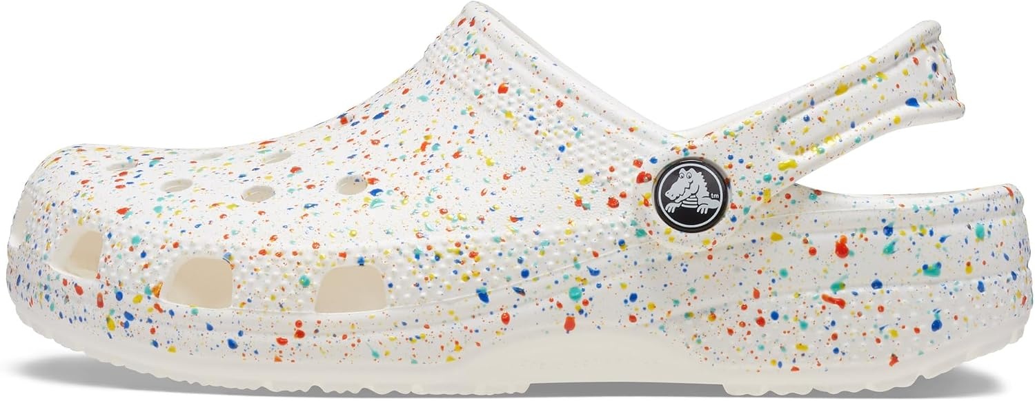 image:imageCrocs Kids Classic Seasonal Graphic ClogsWhiteMulti Paint Splatter