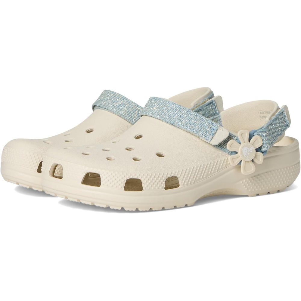 image:imageCrocs Kids Classic Denim Floral Backstrap Clogs Little KidBig KidSummit White