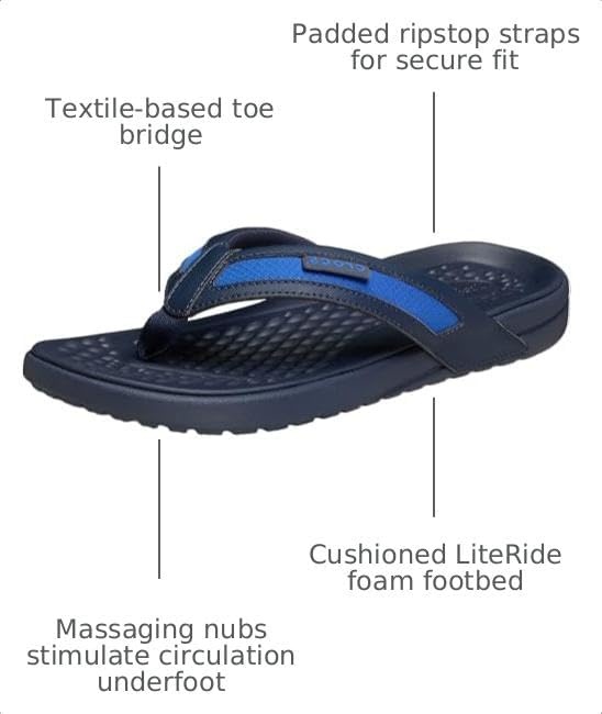 image:imageCrocs Mens Yukon Sport LR Lightweight Flip Flop SandalsBlue BoltNavy