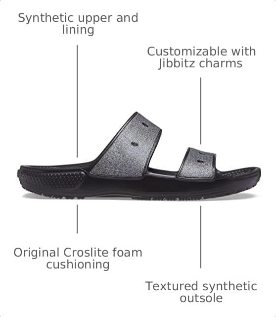 image:imageCrocs UnisexAdult Classic SandalSeasonal Graphics SlideBlackGlitter Rainbow