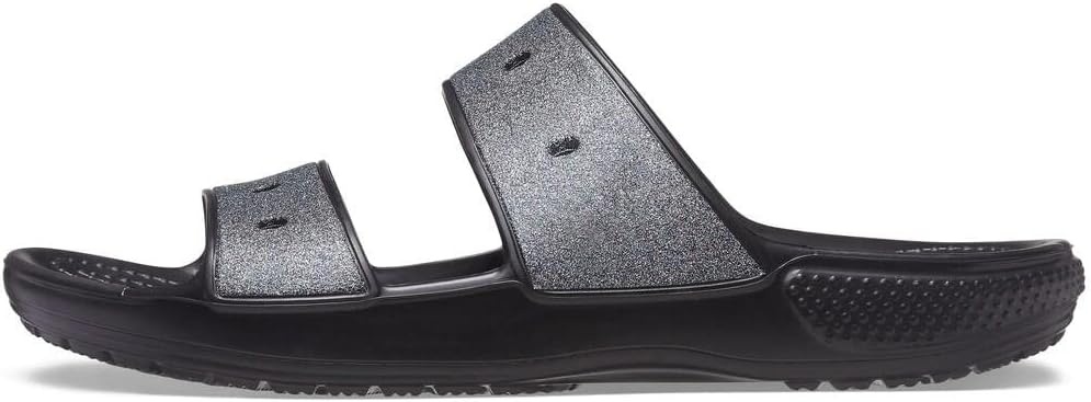 image:imageCrocs UnisexAdult Classic SandalSeasonal Graphics SlideBlackGlitter Rainbow