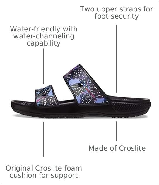 image:imageCrocs UnisexAdult Classic SandalSeasonal Graphics SlideButterfuly Print