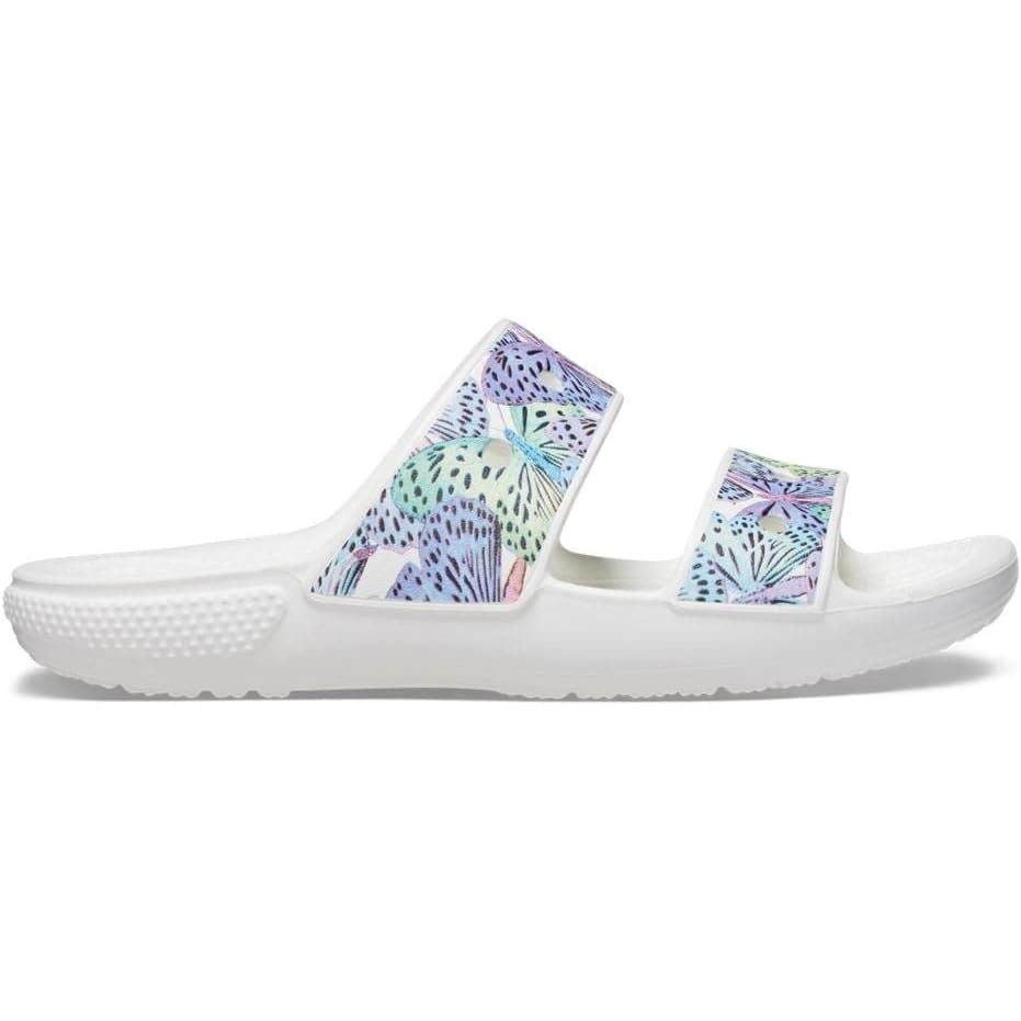 image:imageCrocs Mens Classic Slide SandalsWhiteMulti Butterfly