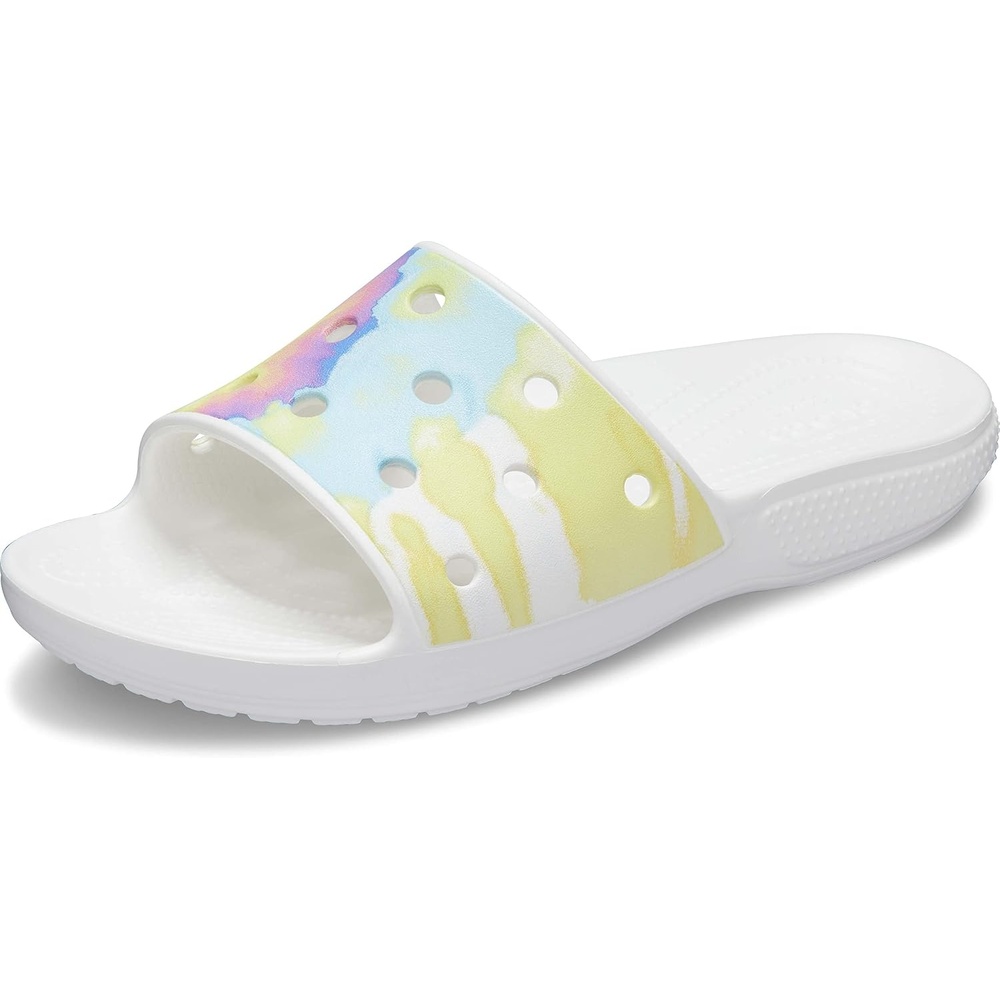 image:imageCrocs Unisex Adult Classic Graphic Slide SandalWhiteMulti
